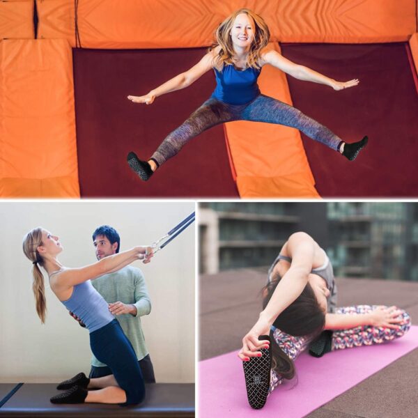 unenow Unisex Non Slip Grip Socks with Cushion for Yoga Pilates Barre Home & Hospital