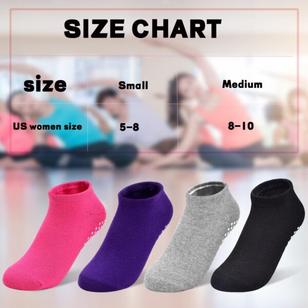 SkiBeaut Pilates Socks, Non Slip Grips Yoga Socks Ballet Dance Hospital Grippers Socks, 4 pairs Sticky Socks for Women