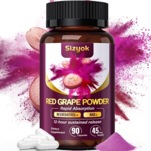 Piceid Resveratrol Supplement and NAD+ Cell Regenerator, Ultra High Purity & Bioavailable, Support Heart Health, Blood Flow, Cellular Energy Production&Metabolism, Red Grape Powder, 45 Day Supply-111