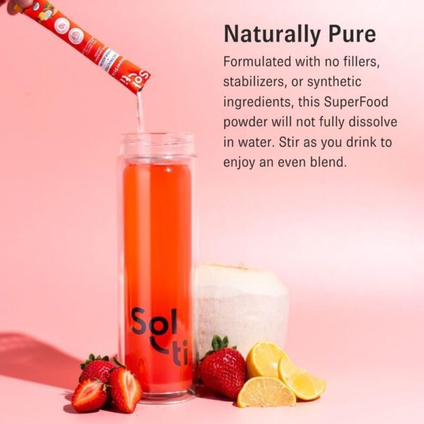 Sol-ti Organic Electrolyte Digestion + Hydration Drink Mix, Superfood Hydration Sticks, SuperStix, Non-GMO, Vegan, Dragon Fruit Lemon, 14 Sticks