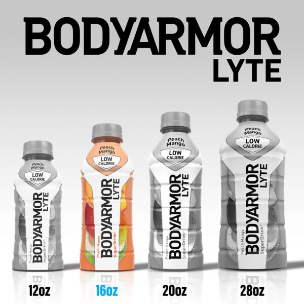 BODYARMOR LYTE Sports Drink Low-Calorie Sports Beverage, Orange Clementine - Orange Citrus, Coconut Water Hydration, Natural Flavors With Vitamins, Potassium-Packed Electrolytes, Perfect For Athletes, 16 Fl Oz (Pack of 12)