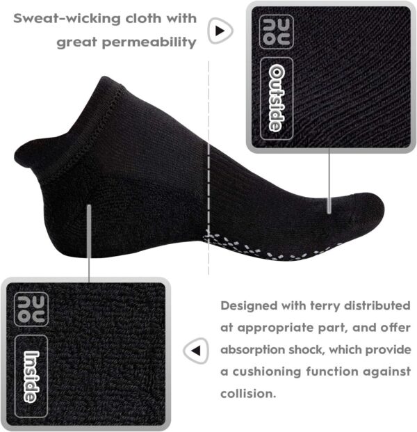 unenow Unisex Non Slip Grip Socks with Cushion for Yoga Pilates Barre Home & Hospital