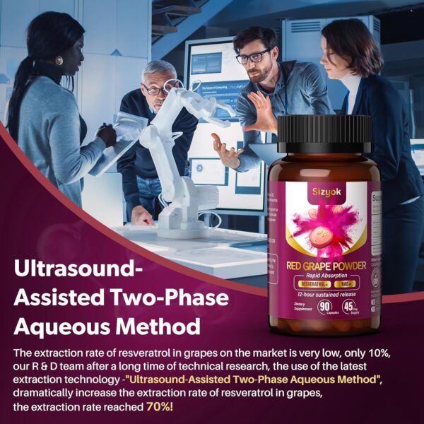Piceid Resveratrol Supplement and NAD+ Cell Regenerator, Ultra High Purity & Bioavailable, Support Heart Health, Blood Flow, Cellular Energy Production&Metabolism, Red Grape Powder, 45 Day Supply-107