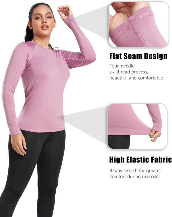 TELALEO 4 Pack Women's Compression Shirt Long Sleeve Performance Workout Baselayer Athletic Top Sports Gear