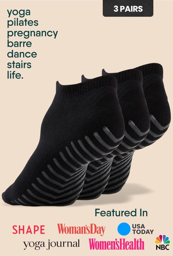Gripjoy Grip Socks for Women and Men - Non Slip Socks - Yoga Socks with Grippers - Hospital Socks Non Skid - 3 Pairs