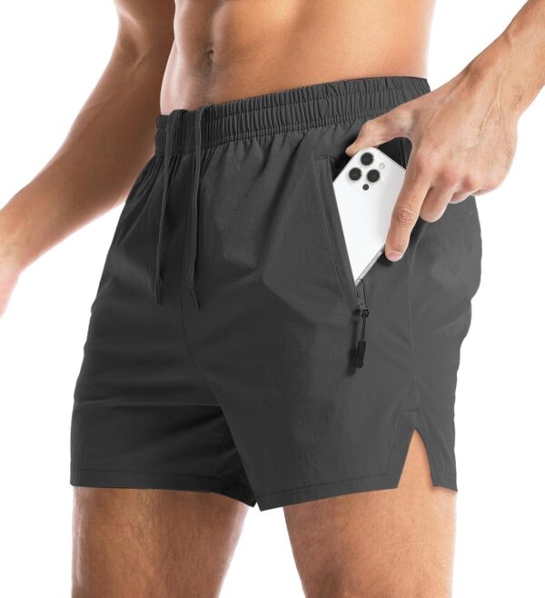 Aolesy Men's Gym Shorts Linerless & Liner - 5" Quick Dry Workout Running Shorts with Zip Pockets Sports Athletic Shorts