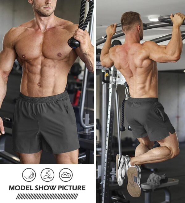 Aolesy Men's Gym Shorts Linerless & Liner - 5" Quick Dry Workout Running Shorts with Zip Pockets Sports Athletic Shorts