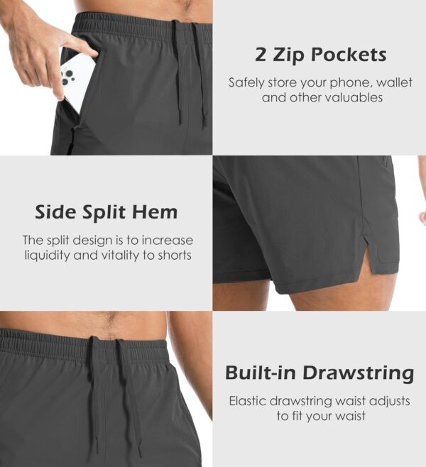 Aolesy Men's Gym Shorts Linerless & Liner - 5" Quick Dry Workout Running Shorts with Zip Pockets Sports Athletic Shorts