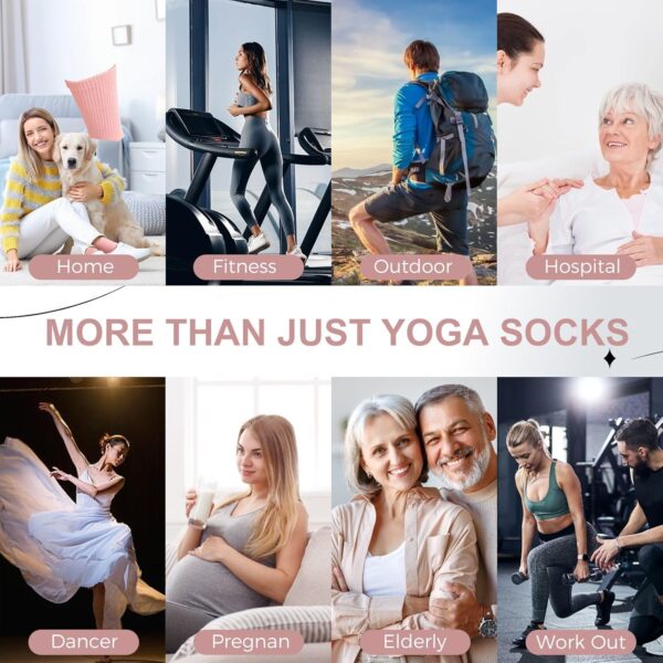 Pilates Yoga Socks with Grips for Women - Crew Length Ballet Barre Socks - Sticky Workout Hospital Socks