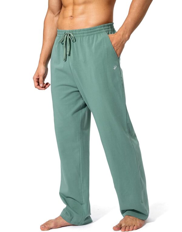 Pudolla Men's Cotton Yoga Sweatpants Athletic Lounge Pants Open Bottom Casual Jersey Pants for Men with Pockets