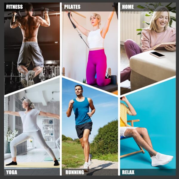 SkiBeaut 6 Pairs Non Slip Men Women Socks Unisex Pilates Man Woman Grips Cushion Socks for Yoga Barre Home & Hospital
