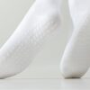 Pilates Yoga Socks with Grips for Women - Crew Length Ballet Barre Socks - Sticky Workout Hospital Socks