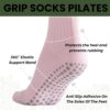 Soxbang 3/6 Pairs Pilates Socks with Grips,Yoga Socks Barre Socks Non Slip Socks Embroidery for Barre Ballet Barefoot Workout