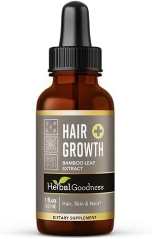 Herbal Goodness Hair Growth Plus 1oz - Bamboo Hair Product for Women and Men for Hair Growth with Collagen Supplements, Keratin - Hair Skin and Nails Vitamins for All Hair Types -1 Bottle