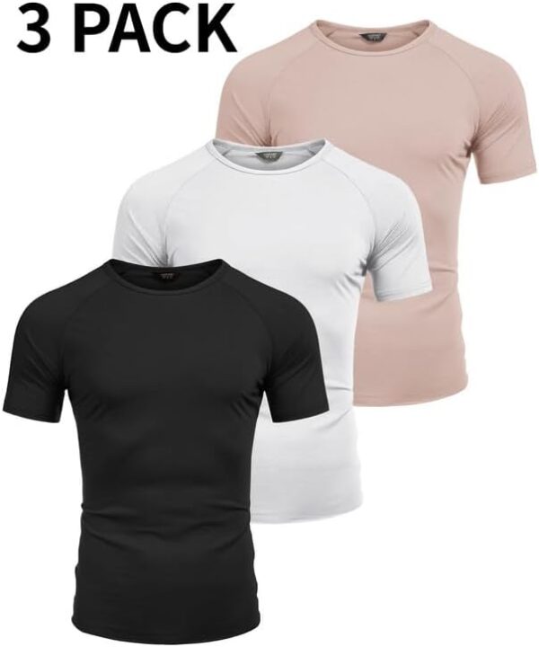 COOFANDY Men's 3 Pack Workout T Shirts Short Sleeve Gym Bodybuilding Muscle Shirt Base Layer Fitness Tee Tops