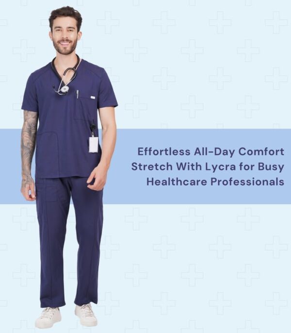 MIKAL Bottom Scrub for Men, Regular Fit with 7 Pockets, Super Soft Cotton Premium Knitted Medical/Health Care Uniform