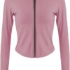 41J5wUUUMyL._AC_SL1000_.jpg Lviefent Womens Lightweight Full Zip Running Track Jacket Workout Slim Fit Yoga Sportwear with Thumb Holes
