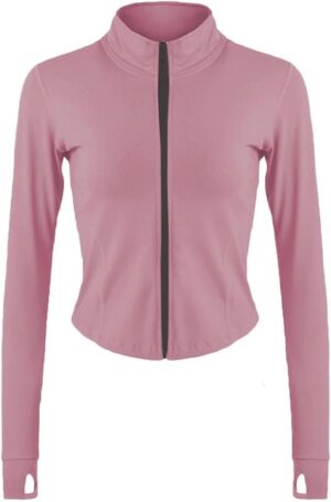 Lviefent Womens Lightweight Full Zip Running Track Jacket Workout Slim Fit Yoga Sportwear with Thumb Holes