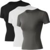 Loovoo Women Workout Shirts 1/2/3 Pack Athletic Compression Tee Dry Fit Yoga Gym Basic Tops