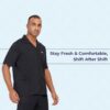 MIKAL Scrub Tops for Men Collar Jacket, Regular Fit with 5 Pockets Supersoft Cotton Premium Medical/Health Care Uniform