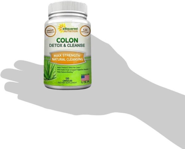 aSquared Nutrition Pure Colon Cleanse for Weight Loss - 120 Capsules, Max Strength, Natural Colon Detox Cleanser, Colon Cleansing Diet Supplement Blend for Digestive Health, Diet Pills for Men & Women