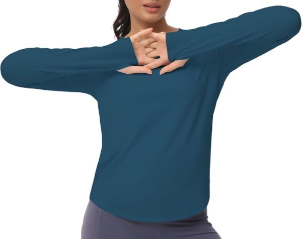 THE GYM PEOPLE Women's Long Sleeve Workout Shirts Athletic Crewneck Hiking Tops with Thumb Hole