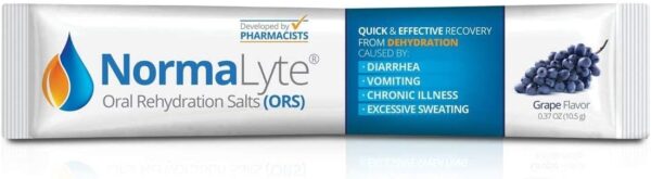 NormaLyte Oral Rehydration Salts-18 Sticks Packs (Yields 500mL per Pack)-Grapes| Energy Supplements, Potassium Supplement, Dehydration Recovery and Quick Absorption