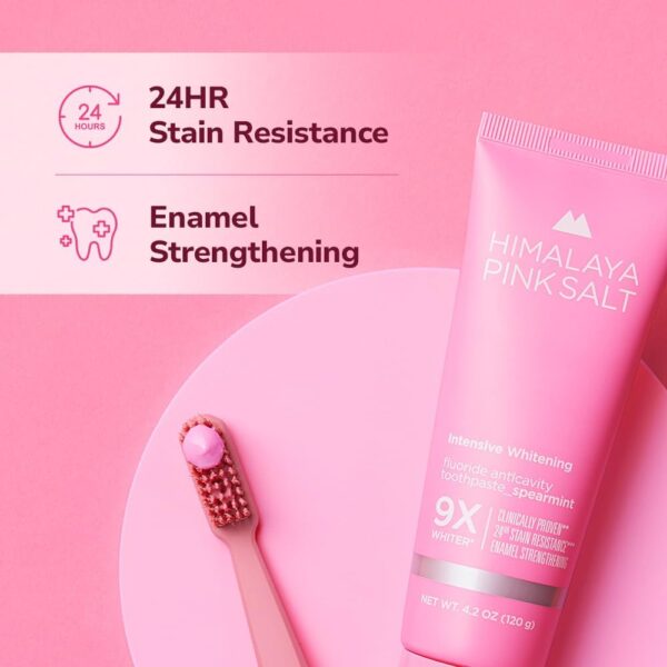 Intensive Whitening Toothpaste, 4.2oz (3 Packs) - Teeth Whitening Toothpaste for Adults with Fluoride for Anti Cavity & Enamel Repair, Pink Toothpaste, Fresh Spearmint Flavor