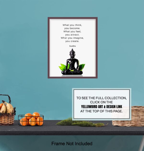 Buddha Quotes Wall Decor - Inspirational Quote Wall Art - Zen Meditation Decor - Buddha Statue Art - Spiritual Gifts for Women, Men - New Age Spa Room Decoration - Yoga Artwork - Buddhism Buddhist
