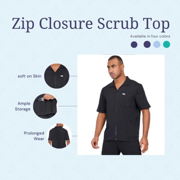 MIKAL Scrub Tops for Men Collar Jacket, Regular Fit with 5 Pockets Supersoft Cotton Premium Medical/Health Care Uniform