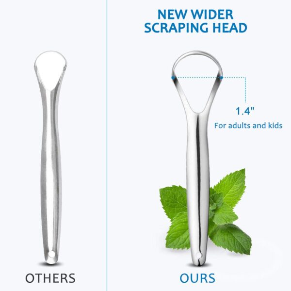 2-Pack Tongue Scraper, 100% Useful Surgical Stainless Steel Tongue Cleaner for Both Adults and Kids, Professional Reduce Bad Breath Metal Tongue Scrapers, Help Your Oral Hygiene (with 2 cases)