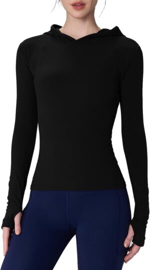 altiland UPF 50+ Buttery Soft Long Sleeve Shirts for Women, Workout Running Athletic Outdoor Tops with Hood and Thumb Holes