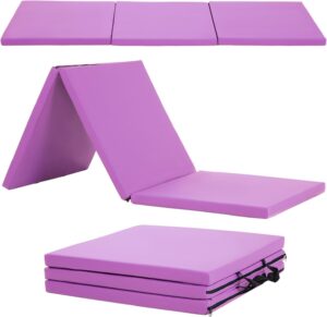 Gymnastics Tumbling Mats 2'x6'x1.6" Gymnastics Mat Fold Yoga Mat 1.6" Thick Exercise Mat Portable Mat for home Workout outdoor Exercise Mat PU leather Gymnastics Crash Mat