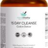15-Day Colon Cleanse for Gut Health – Probiotics for Men & Women, Candida Cleanse, Aloe Vera, Licorice Root, Psyllium Husk – Supports Digestive & Immune Health, Detox & Kidney Cleanse