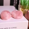 QINJIEJIE Rose Quartz Cat Decor Pink Gift Crystals Sleeping Cat Statue Stone Figurine Carved Polished Gemstones Decors Office Room Home Desk Lucky Healing Valentines Decoration for Women Cat Lover