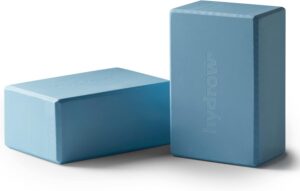 Hydrow Yoga Blocks - Supportive & Lightweight EVA Foam for Yoga, Pilates, Meditation, 9 x 6 x 4 inches, Blue
