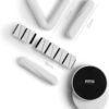 Fitness Pack of 4 Pilates Accessories: 1 Weights 2 Wristbands 2 Dumbbells 2 Dumbbells 2 Sliding Discs 1 Steel Elastic Band in White Silicone
