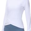 Women's Long Sleeve Compression Shirts Workout Tops Cross Hem Athletic Running Yoga T-Shirts with Thumb Hole