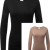 Formeet17 Women’s 2-Pack Long Sleeve T-Shirt Basic Layer Underscrub Shirt