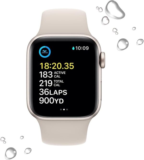 Apple Watch SE (2nd Gen) (GPS + Cellular, 40mm) - Starlight Aluminum Case with Starlight Sport Band, S/M (Renewed)