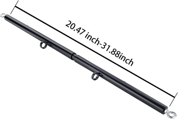 Spreader Bar Heavy Duty Stainless Steel Expandable Silver Bar Home Gym with 4pcs PU Purple Adjustable Strap,Sports Aid Training Fitness Gear Pilates Aid Kit,Yoga Set (Black+Blue PU Kit)