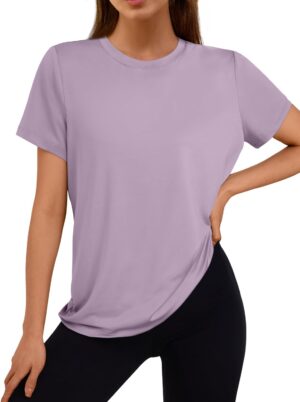 AUTOMET Women's Workout Tops Short Sleeve Gym Shirts Summer Athletic Yoga Tshirts Loose Fit Casual Clothes 2025