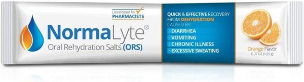 NormaLyte Oral Rehydration Salts-18 Sticks Packs (Yields 500mL per Pack)-Orange| Energy Supplements, Potassium Supplement, Dehydration Recovery and Quick Absorption