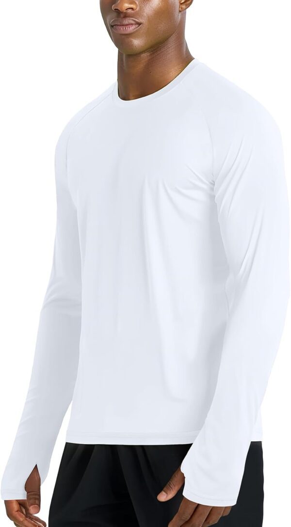 Mens Long Sleeve Workout Shirts Light Weight Quick Dry UV/SPF Athletic T-Shirt Running Hiking with Thumb Holes