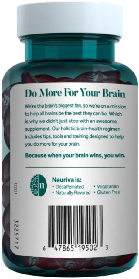 NEURIVA Plus Brain Supplement for Memory,Focus & Concentration+Cognitive Function with Vitamins B6 & B12 and Clinically Tested Nootropics Phosphatidylserine and Neurofactor,50ct Strawberry Gummies