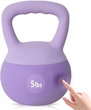 soges PVC One-Piece Kettlebell with Wide Handles, Strength Training Kettlebells 5lb to 35lb Optional for Women of Different Levels, Iron Sand Filled Soft Kettlebell