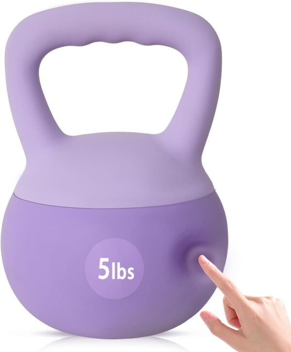 soges PVC One-Piece Kettlebell with Wide Handles, Strength Training Kettlebells 5lb to 35lb Optional for Women of Different Levels, Iron Sand Filled Soft Kettlebell