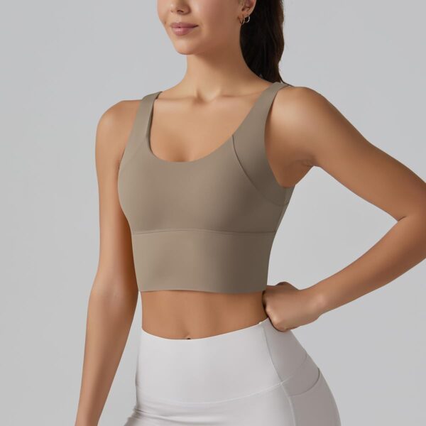 ABOCIW Longline Sports Bra for Women V Back Wireless Padded Medium Support Yoga Bra Workout Crop Tank Tops
