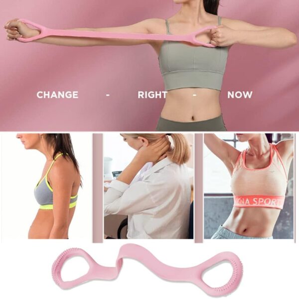 Figure 8 Resistance Band, Arm Back Shoulder Exercise Elastic Rope Stretch Fitness Band, Foot, Leg, Hand Stretcher, Arm Exerciser for Yoga Pilates Stretching Physical Therapy, Home Gym Workout