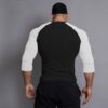 Mens Muscle Cut Raglan T Shirts with 3/4 Sleeve Fitness Workout Tops